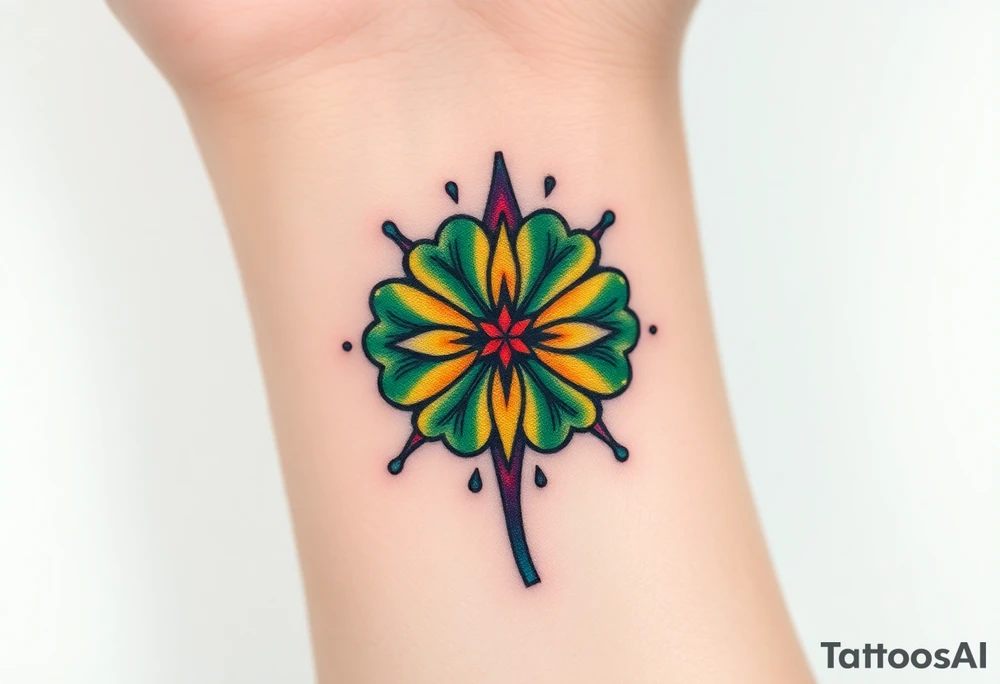 Star four leaf clovers and rainbows tattoo idea