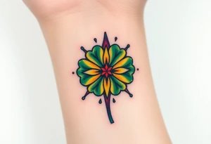 Star four leaf clovers and rainbows tattoo idea