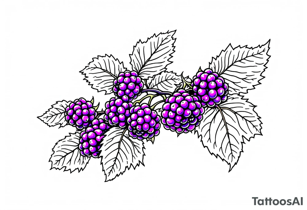 American traditional style Blackberry vine in a line tattoo idea