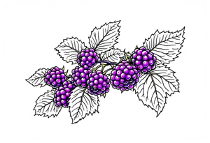 American traditional style Blackberry vine in a line tattoo idea