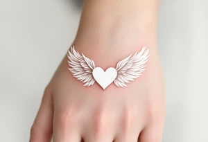 White Heart with Feathered Wings – A pure white heart, surrounded by delicate, soft white feathered wings, representing innocent, pure love. tattoo idea