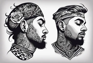 neck tattoo stencil about pain and struggle in new school or polka trash style tattoo idea