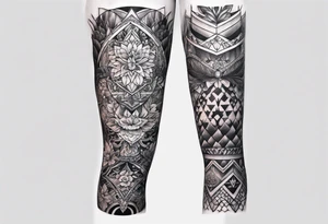 Full leg tattoo design rectangle tattoo idea