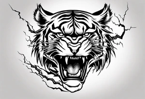 mythical ferocious tiger with lightning around it. The tattoo is for a forearm sleeve tattoo idea