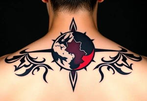 3 planet horizontal. Color Black and red with more black tattoo idea