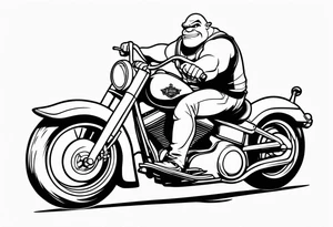 Shrek riding a Harley davidson tattoo idea