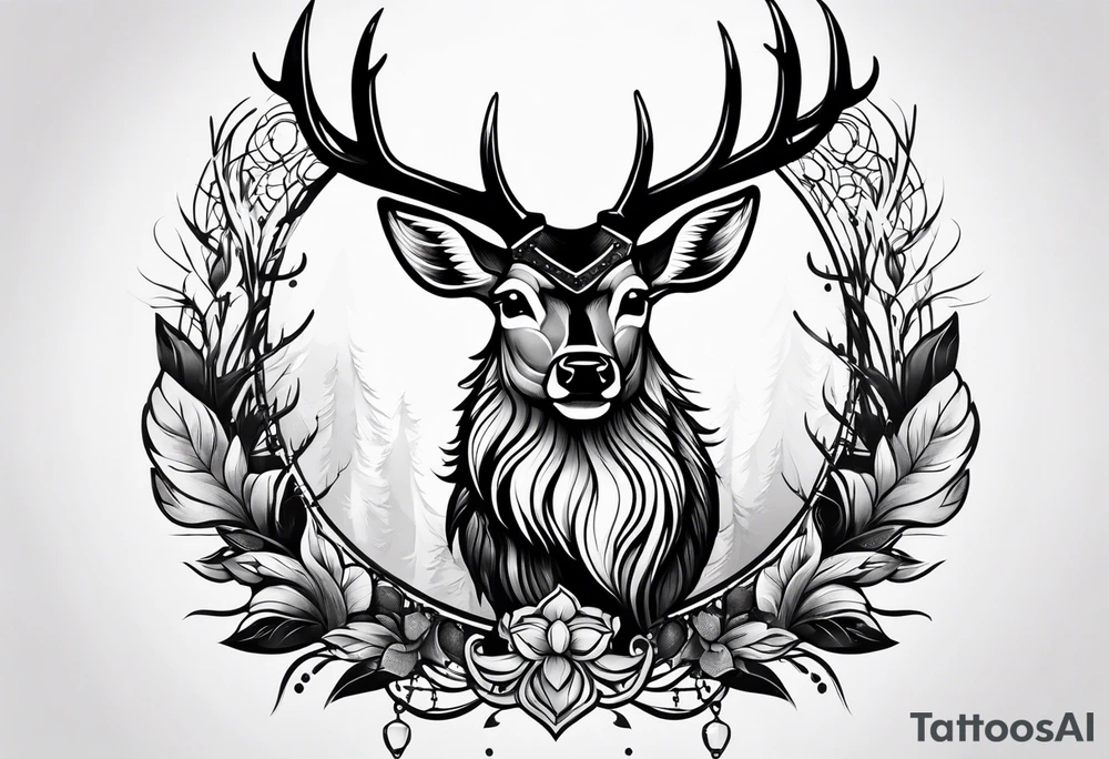 A deer showing fangs tattoo idea