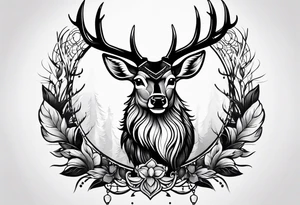 A deer showing fangs tattoo idea