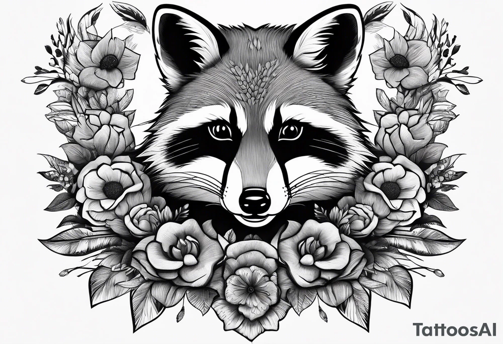 Raccoon and fox stuffed animals playing together tattoo idea