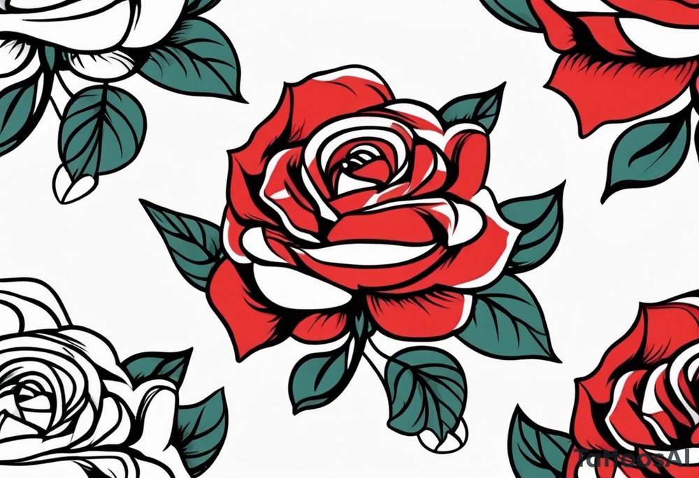 traditional roses red tattoo idea