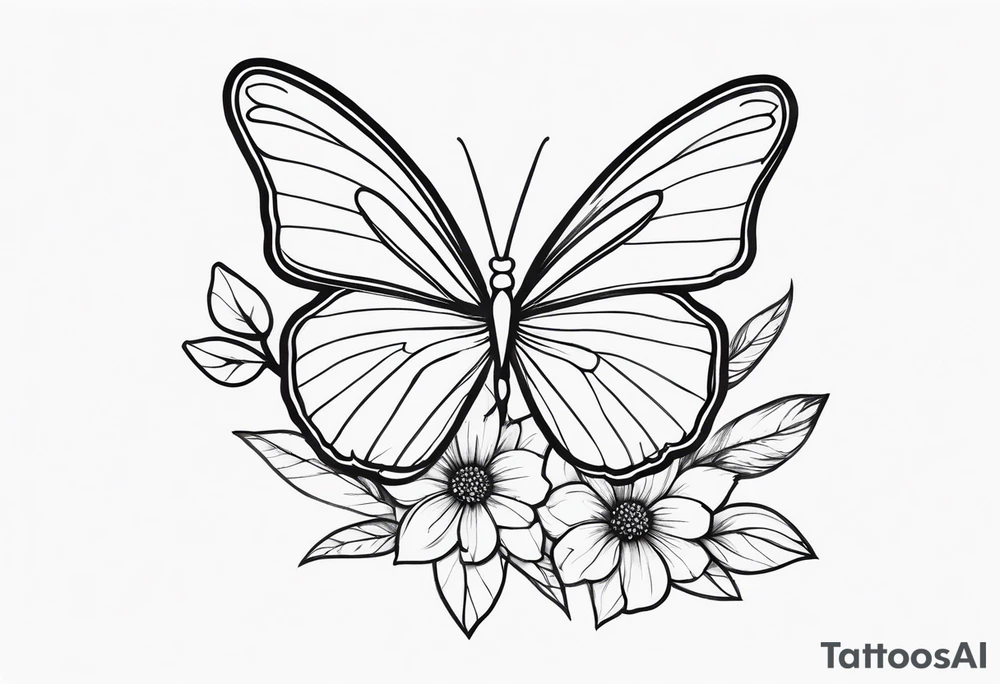Pretty ,feminine flowers delicate butterfly tattoo idea