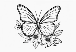Pretty ,feminine flowers delicate butterfly tattoo idea