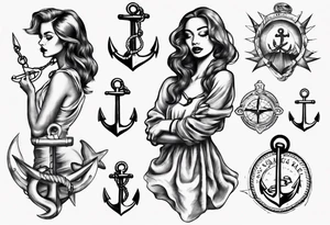 Woman holding onto an anchor tattoo idea