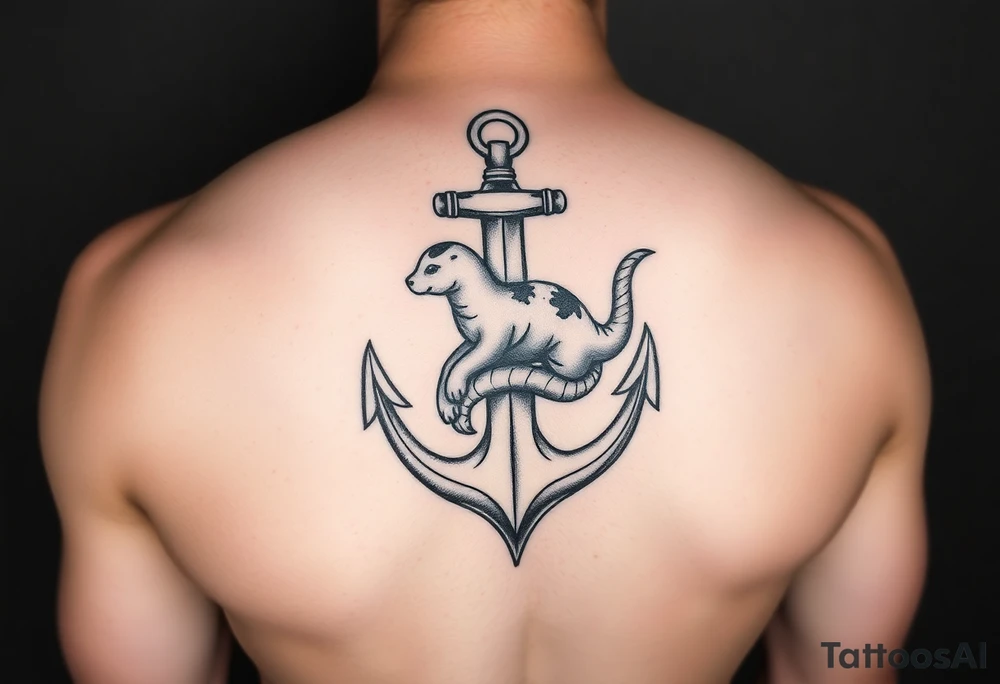 Anchor with weasel wrapped around it tattoo idea