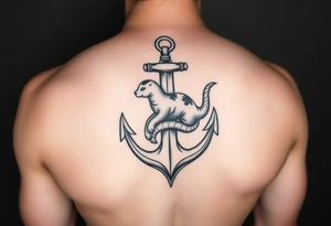 Anchor with weasel wrapped around it tattoo idea