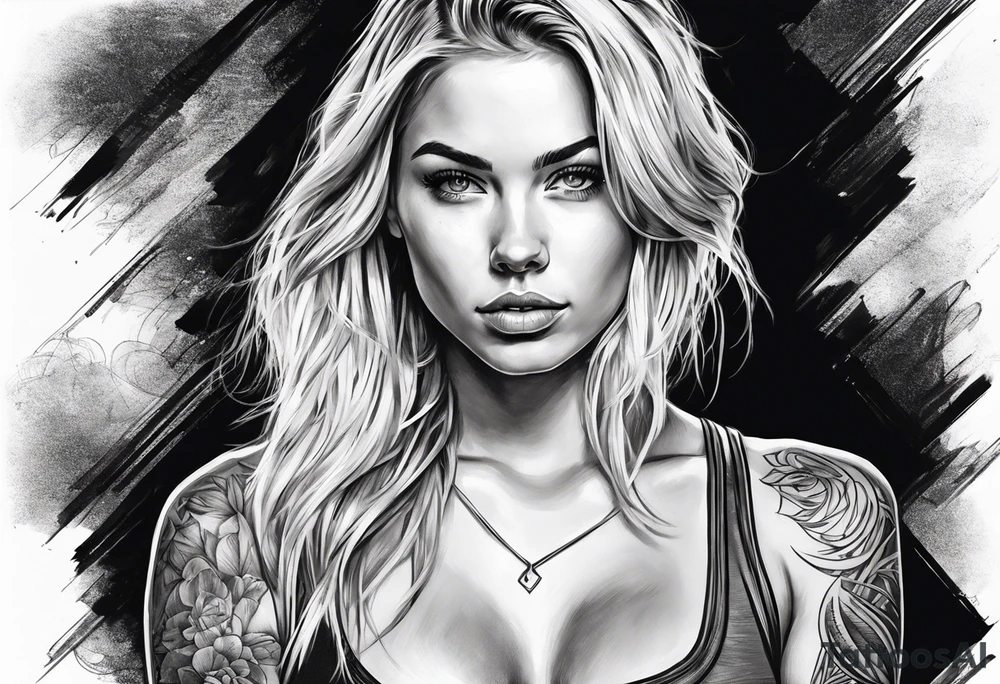 Young pretty blond woman in gym tattoo idea