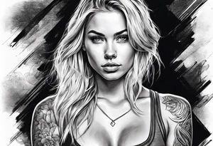 Young pretty blond woman in gym tattoo idea