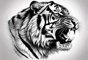 Realistic tiger roaring tattoo idea