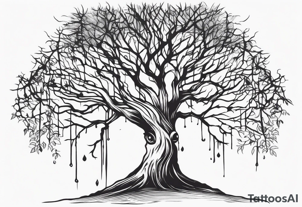 creepypasta creature looking behind a tree tattoo idea