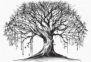 creepypasta creature looking behind a tree tattoo idea