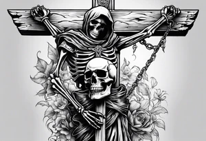 skeleton carrying a cross tattoo idea