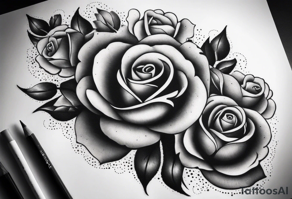 Roses and ornemental tattoo idea