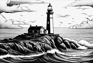 voilier vue de face. phare maritime dans le voilier servant de mat pour les voiles. tattoo idea