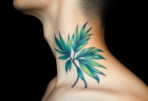 large palm leaves twisted side neck tattoo tattoo idea