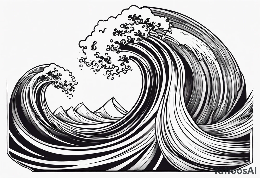Fire rolling into water wave tattoo idea