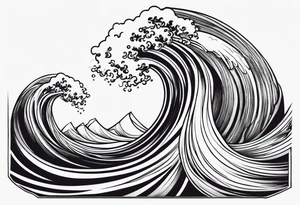 Fire rolling into water wave tattoo idea