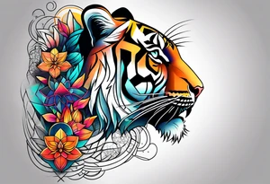 Tiger with sacred geometry and shapes tattoo idea