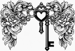 A heart shaped antique key tattoo idea