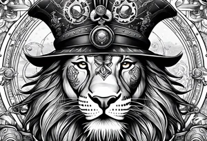 Pirate lion, nautical steampunk theme tattoo idea
