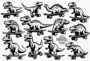dinosaur riding a skateboard tattoo idea