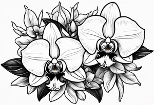 Orquídea olho de boneca e Bougainvillea tattoo idea