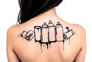 Graffiti markers and spray paint cans tagging on tic tattoo idea