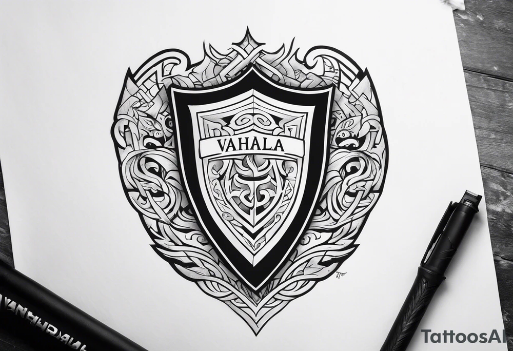 Valhalla shield  steps sword tattoo idea