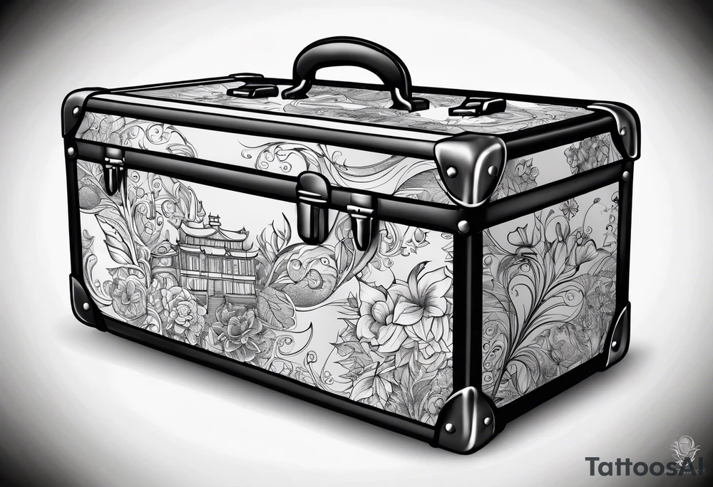 Cardboard suitcase outline tattoo idea