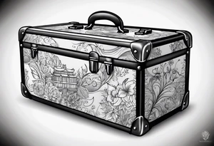 Cardboard suitcase outline tattoo idea