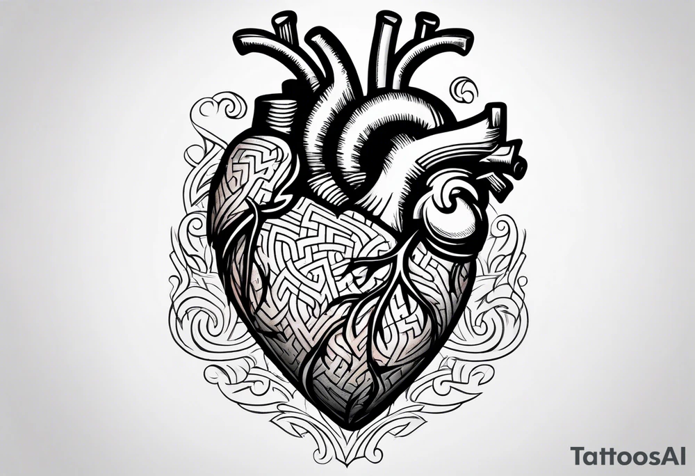 real heart with a maze inside tattoo idea