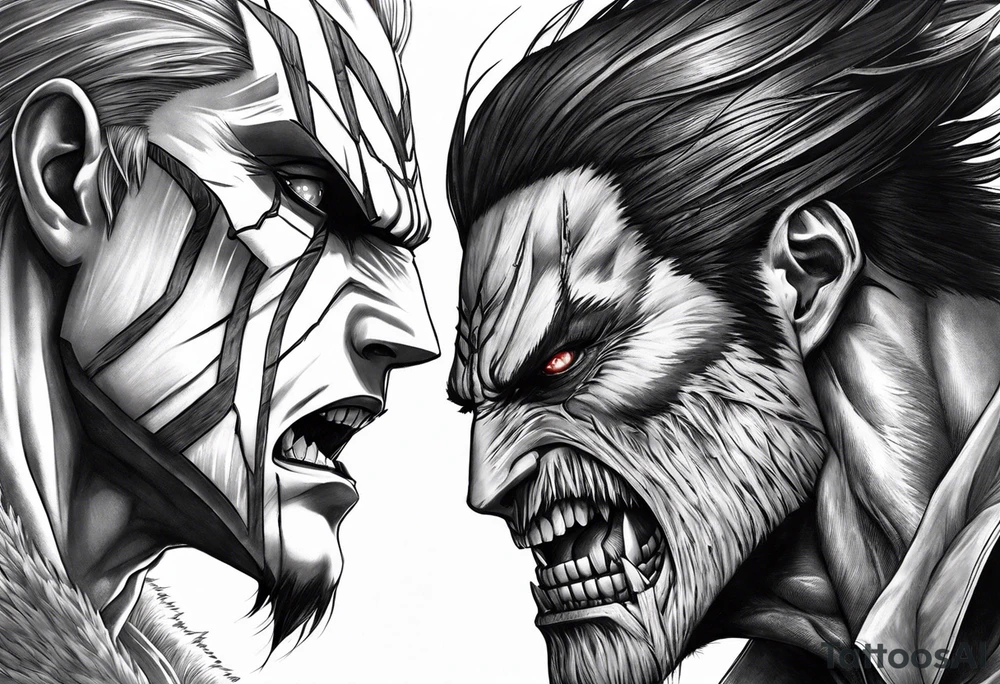 Levi attack on titan fight vs beast titan based of manga drawing tattoo idea