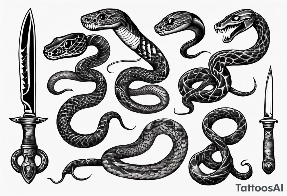 A snake wrapping a knife tattoo idea