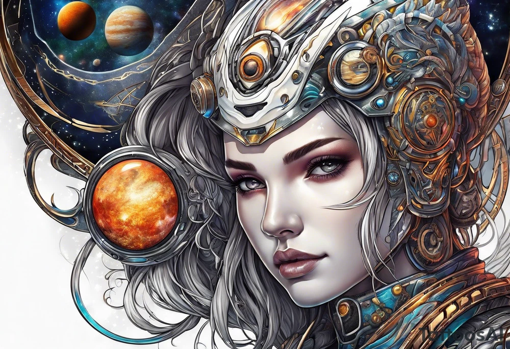 Man,solar, planet space tattoo idea
