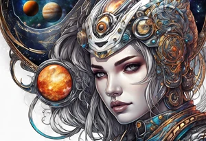 Man,solar, planet space tattoo idea