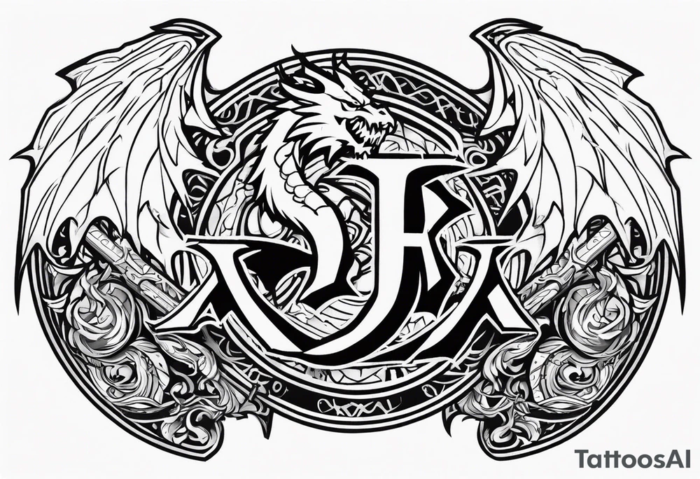 Valhalla sword shield dragon axe valkyrie tattoo idea