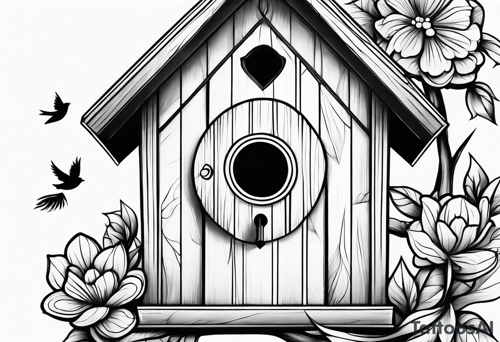 Outline of a birdhouse tattoo idea