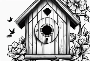 Outline of a birdhouse tattoo idea