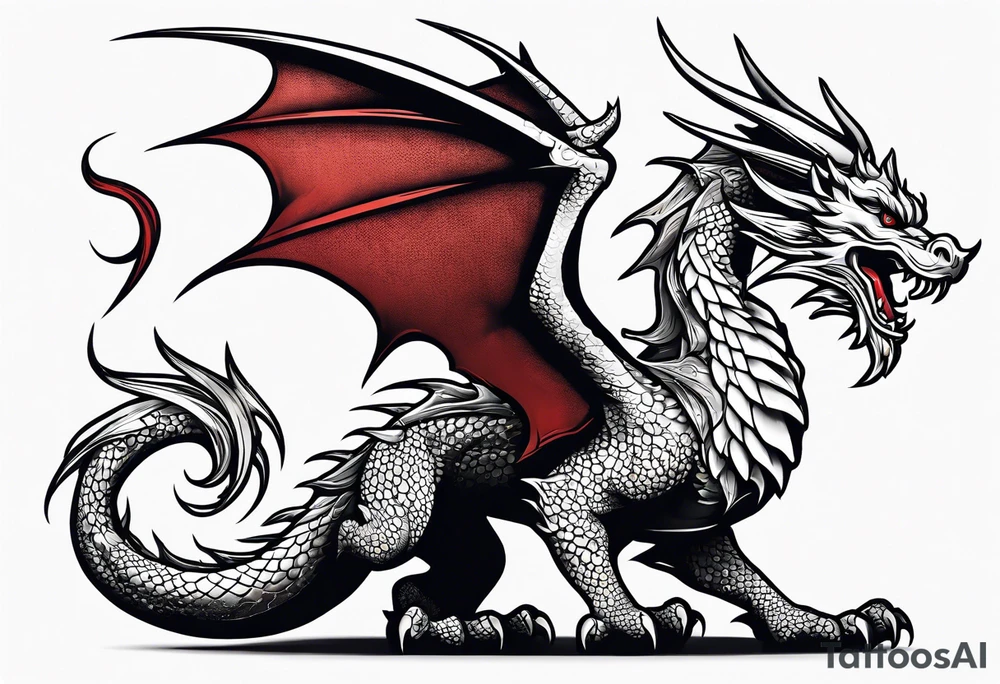 Standing Welsh dragon tattoo idea