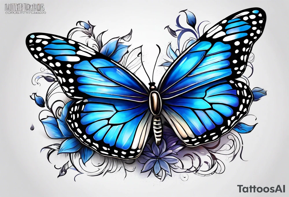blue monarch butterflies tattoo idea