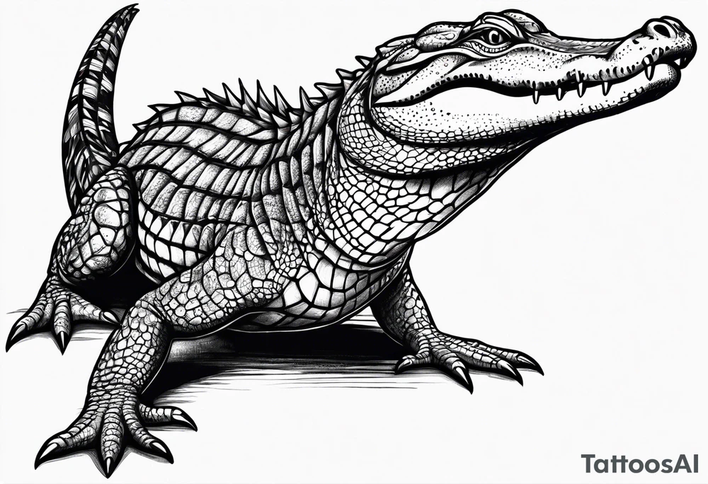 Full body Caiman with tail tattoo idea